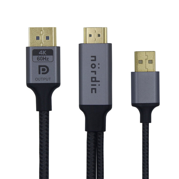 NÖRDIC HDMI til Displayport-kabel 2m 4K60Hz 18Gbps