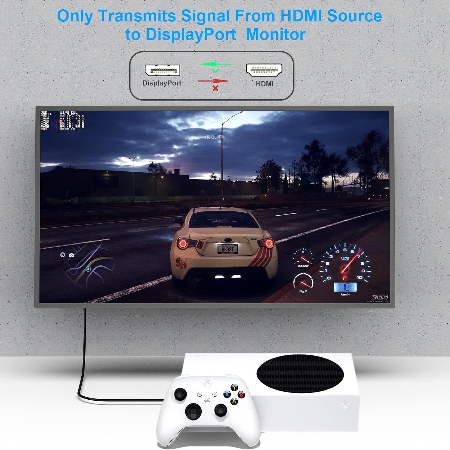 NÖRDIC HDMI til Displayport-kabel 2m 4K60Hz 18Gbps