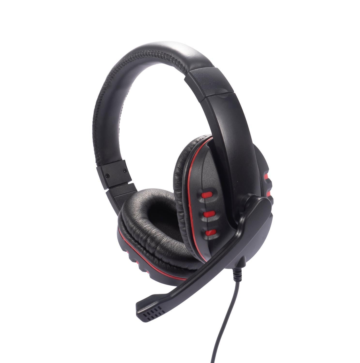 NÖRDIC KIT1, komplet forret gamingkit 4-i-1, tastatur, mus, headset, musemåtte, sort med detaljer i rød