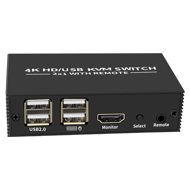 NÖRDIC KVM Switch 2 PC til 1 HDMI 2.0 og 4xUSB til Xbox, PS5, Laptop