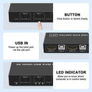 NÖRDIC KVM Switch 2 PC til 1 HDMI 2.0 og 2xUSB til Xbox, PS5, Laptop