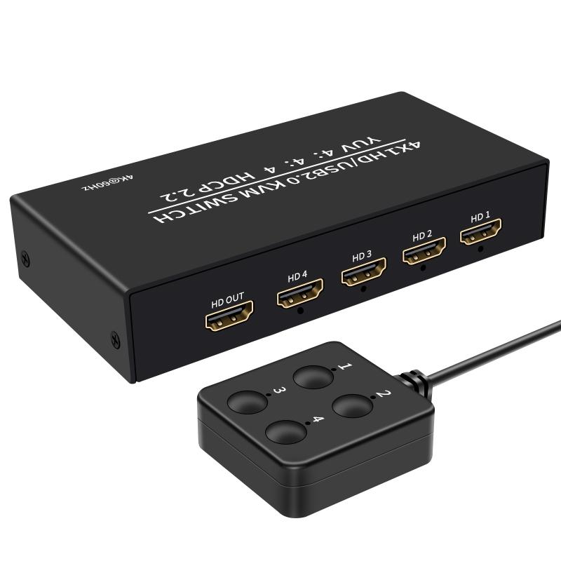 NÖRDIC KVM Switch 4 PC til 1 HDMI 4K 60Hz og 4xUSB HDCP 2.2