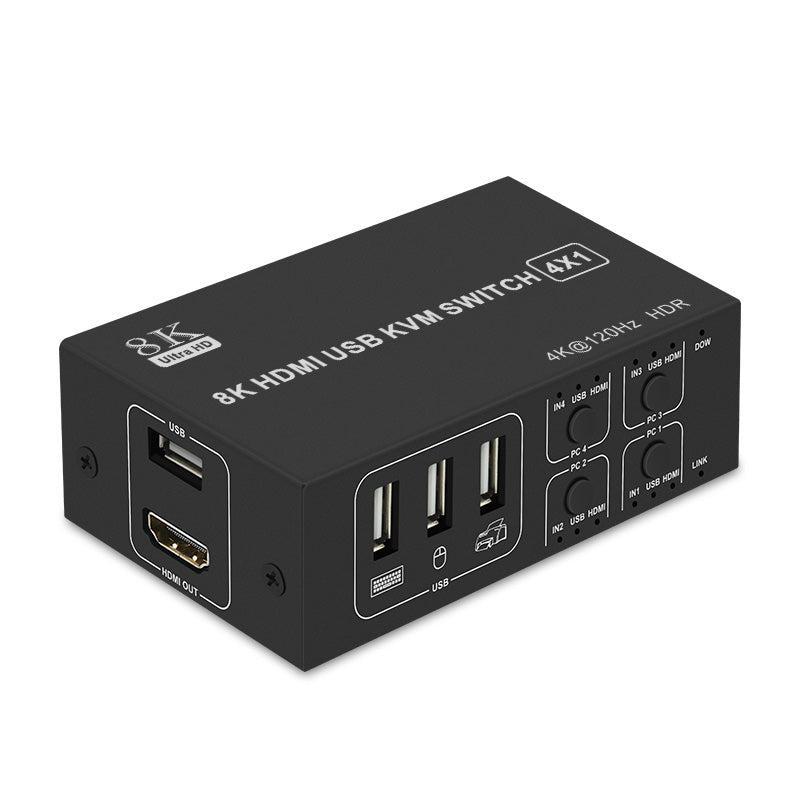 NÖRDIC KVM Switch 4 PC til 1xHDMI 8K60Hz og 4xUSB HDCP 2.2 til Xbox, PS5, Laptop