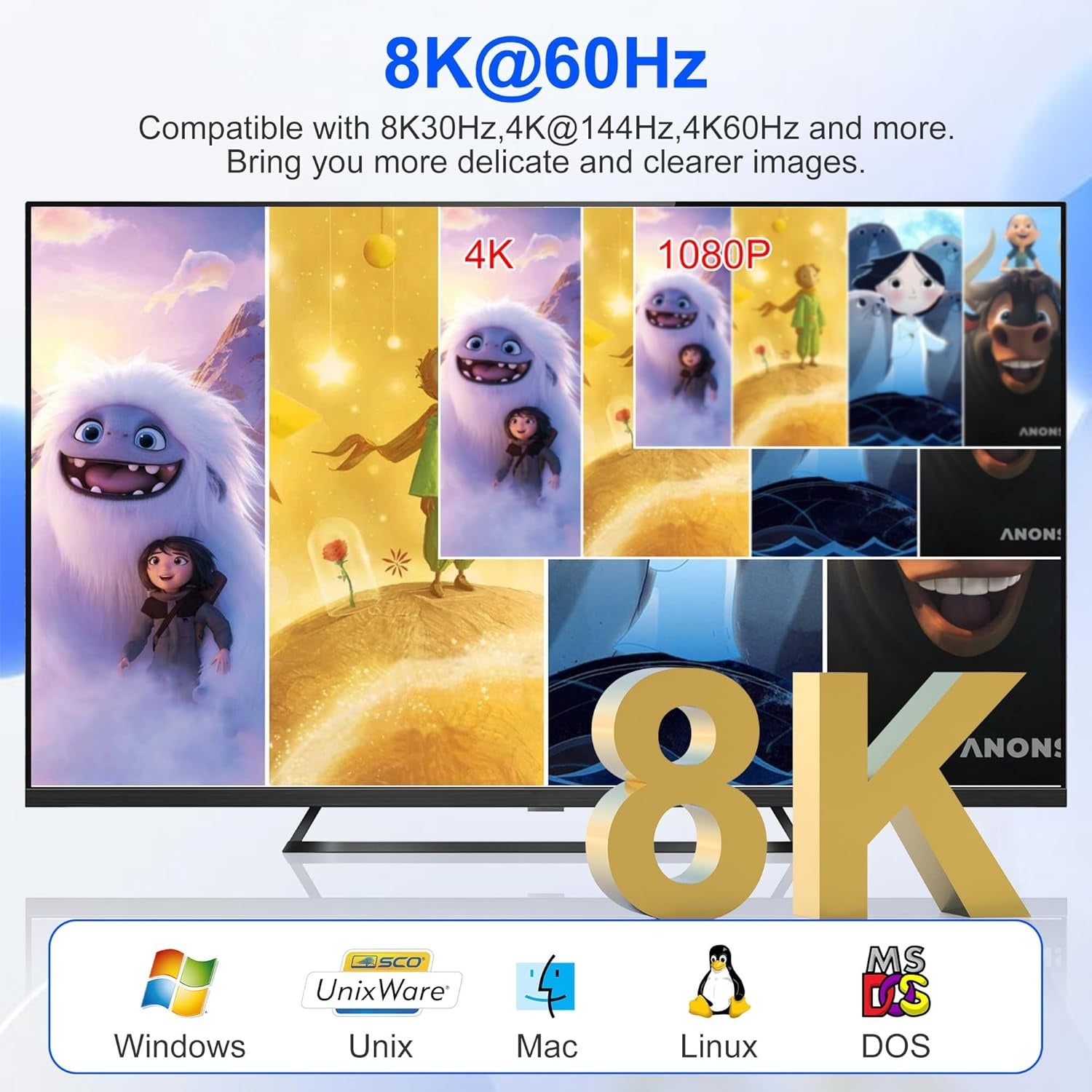 NÖRDIC KVM-Switch 4 til 2 HDMI 2.1 8K@60Hz 4K@120Hz 4xUSB-A
