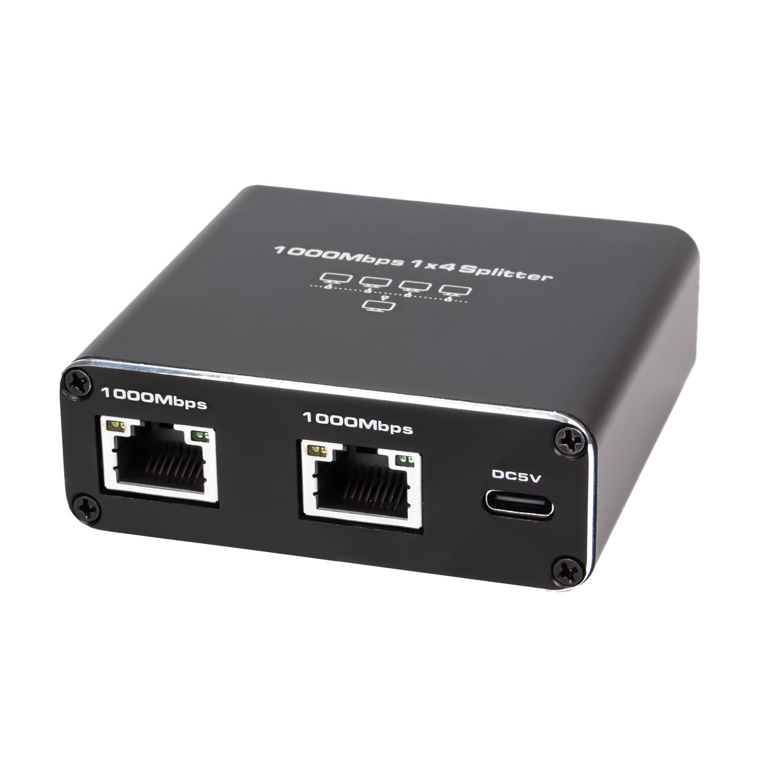 NÖRDIC LAN-splitter 1 til 4 1000 Mbps Gigabit Ethernet til computer, laptop, switch, hub, router, digital-TV