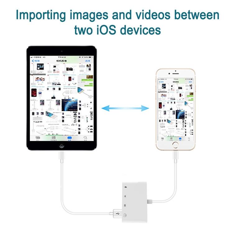 NÖRDIC Lightning Card Reader 4 in 1 SD, Micro SD, USB-C, USB-A For Iphone and Ipad