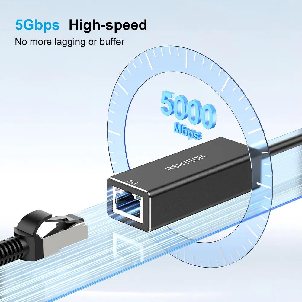 NÖRDIC Netværksadapter USB-A og USB-C 3.0 til 5G Ethernet