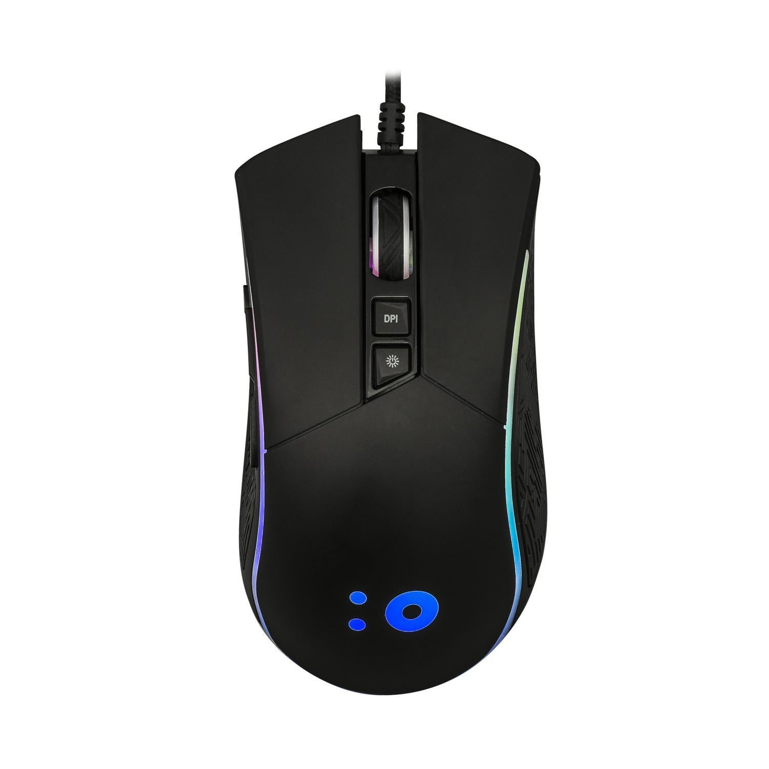 NÖRDIC RGB wired gaming mus 800-6400 DPI 8 nøgler USB, sort