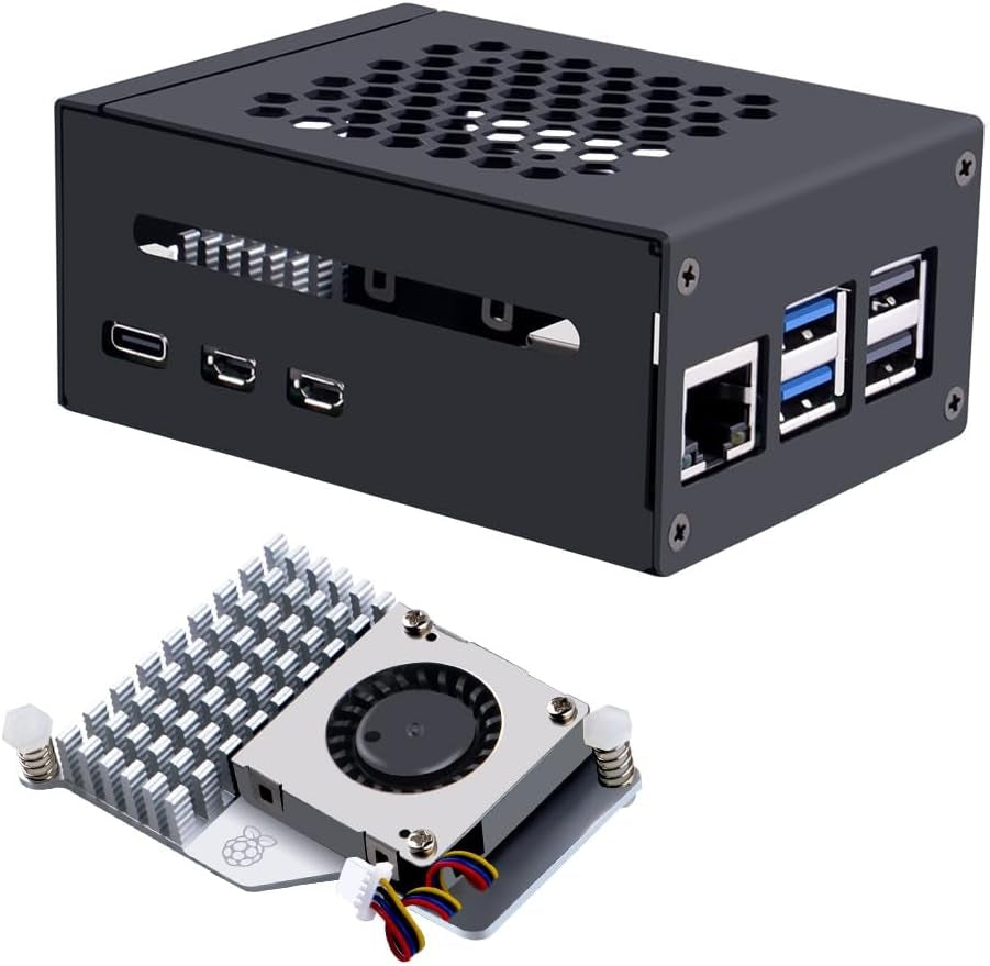 NÖRDIC Raspberry Pi 5-kabinet med Pi5-officiel aktiv køler, understøtter PCIe M.2 NVMe SSD