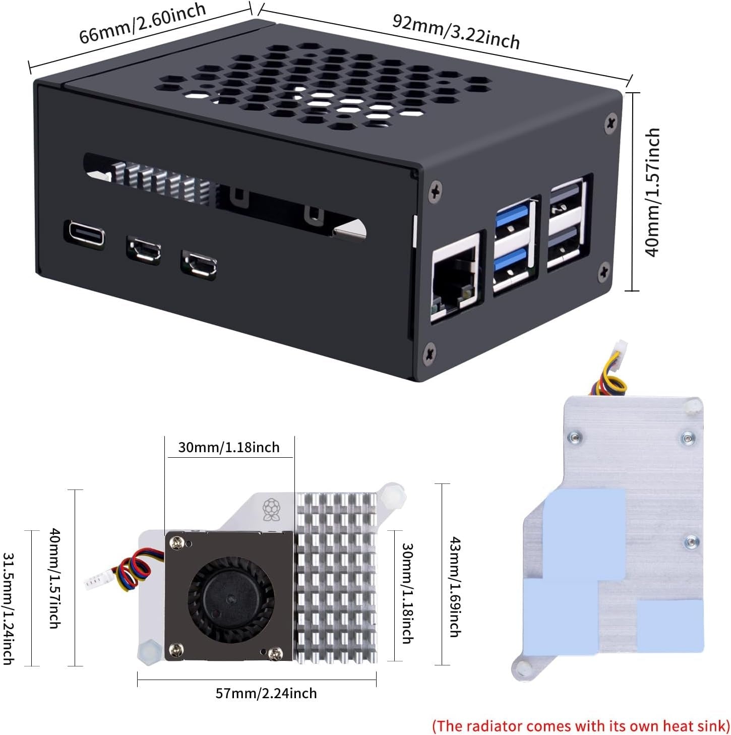 NÖRDIC Raspberry Pi 5-kabinet med Pi5-officiel aktiv køler, understøtter PCIe M.2 NVMe SSD