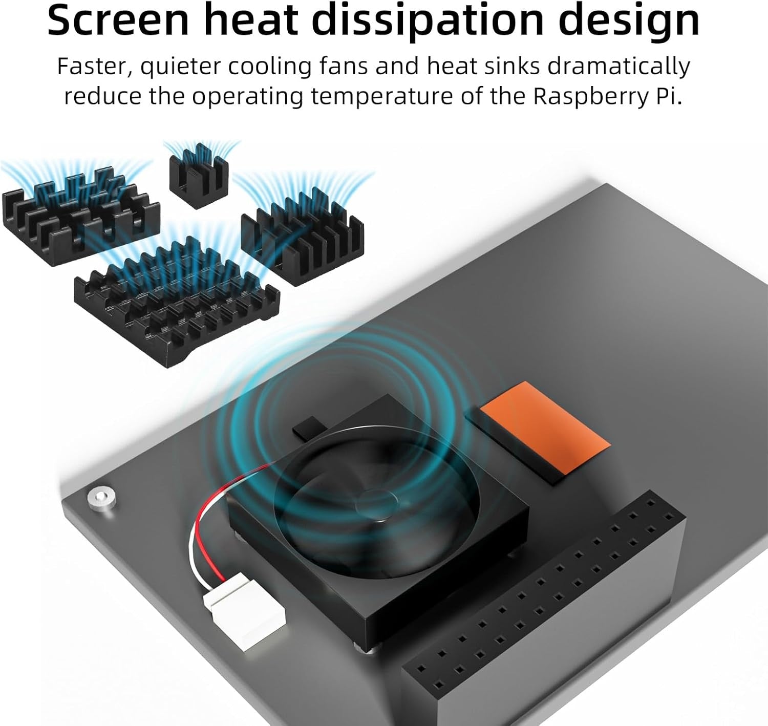 NÖRDIC 3,5" Touchskærm med Raspberry Pi 5-kabinet, 480x320 TFT LCD-panel, 60Hz-skærm med miniblæser og heatsink