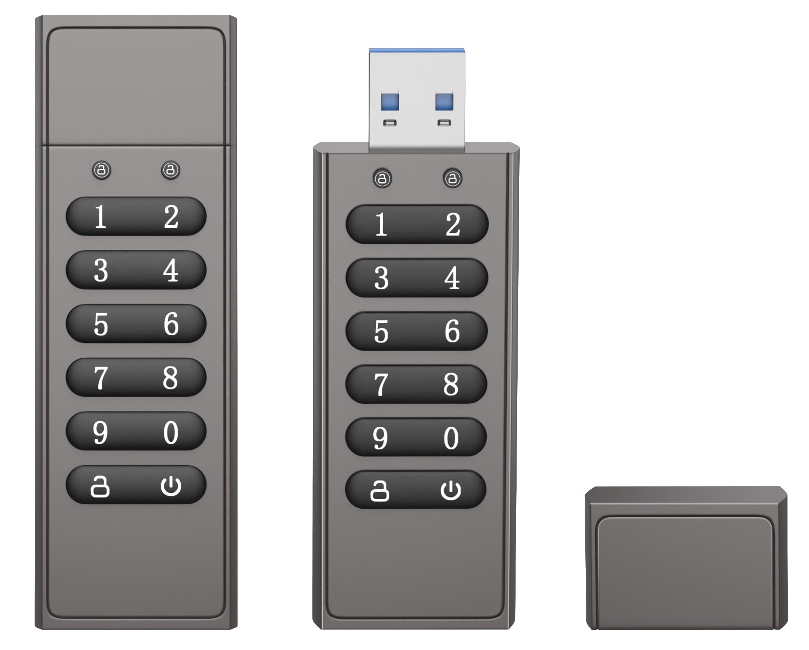 NÖRDIC Sikkert krypteret USB-drev med adgangskodebeskyttelse og lås, AES-256-bit, USB 3.0 til personlig beskyttelse, 32 GB