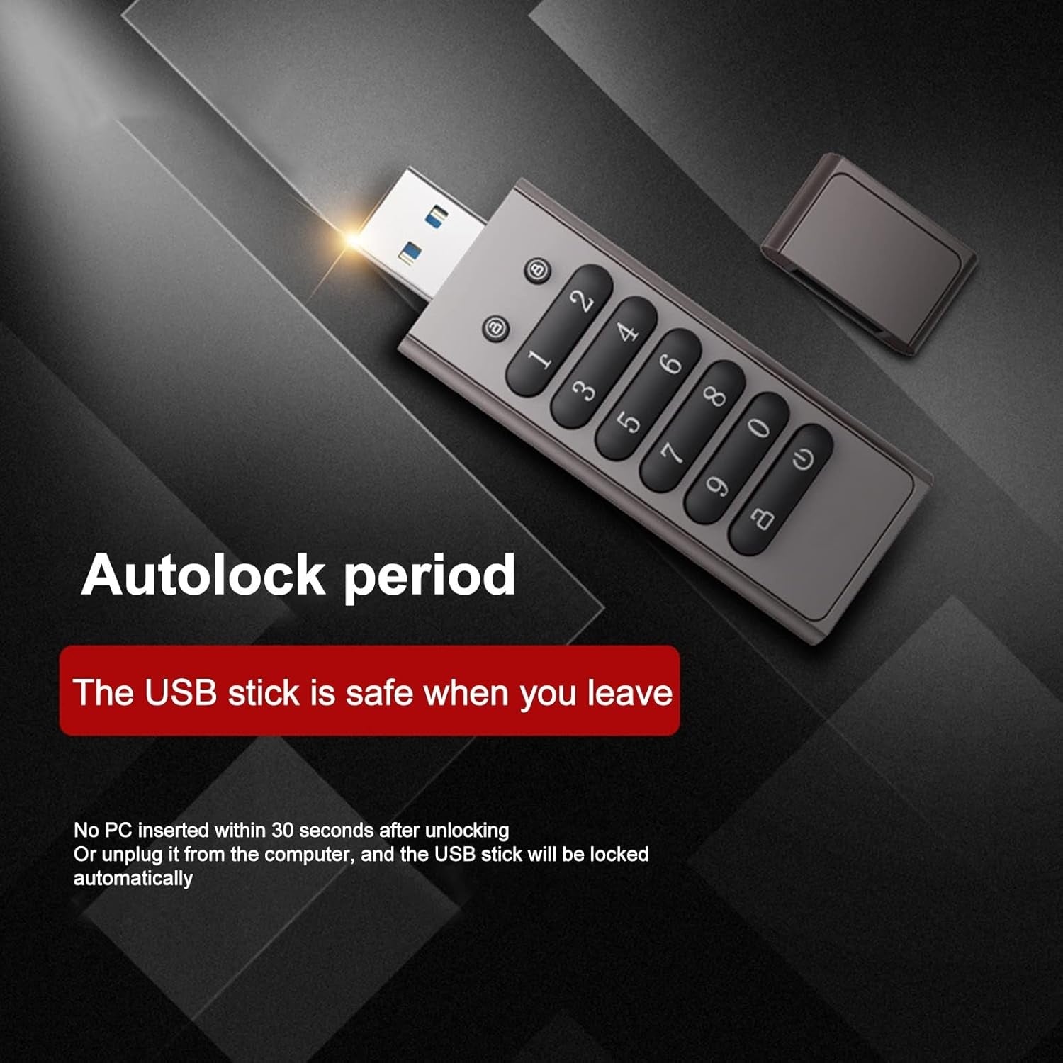 NÖRDIC Sikkert krypteret USB-drev med adgangskodebeskyttelse og låsende AES-256-bit, USB-drev 3.0 til personlig beskyttelse 128GB