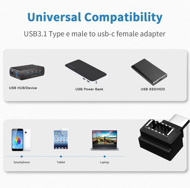 NÖRDIC Type E hun til USB-C han 90 graders vinklet adapter