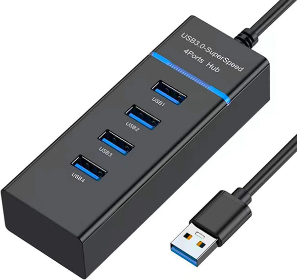 NÖRDIC USB 3.0 4port 5Gbps hub 25cm kabel sort