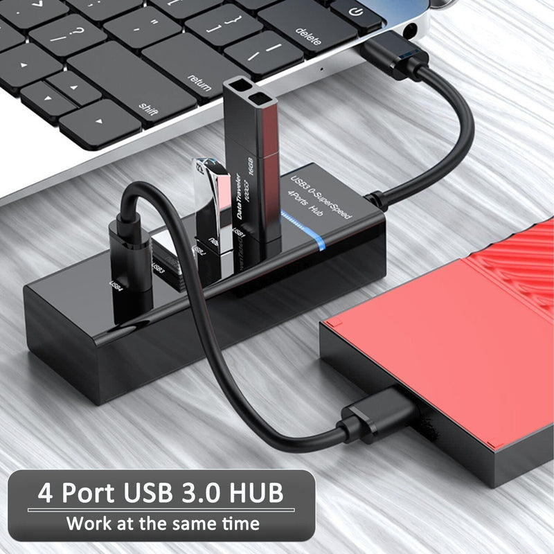 NÖRDIC USB 3.0 4port 5Gbps hub 25cm kabel sort