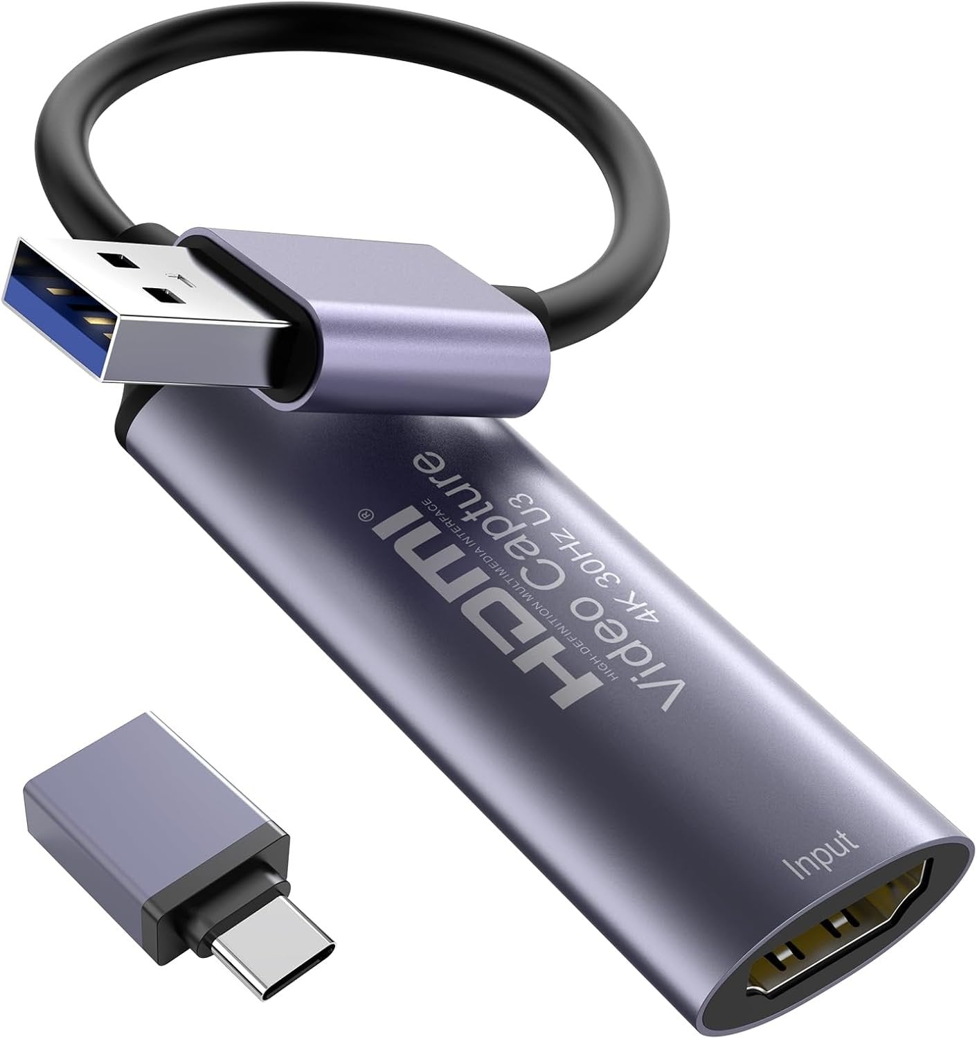 HDMI 4K 30Hz til USB3.0 adapter til videooptagelse USB-A og USB-C