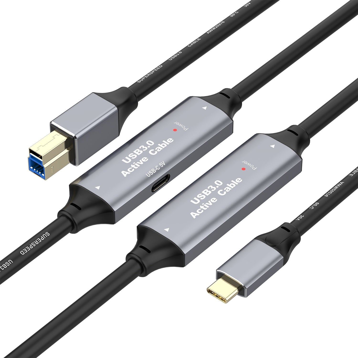 NÖRDIC USB 3.0-kabel USB-C til USB-B 5Gbps 5m USB-printerkabel