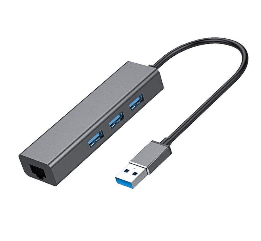 NÖRDIC USB3.1 til Ethernet Giga netværksadapter med 3xUSB3.1 hub, Space Grey Aluminium