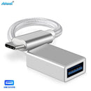 NÖRDIC USB3.2 Gen1 5 Gbps USB-A OTG til USB-C adapter aluminium 50 cm sølv OTG til USB-C kabel