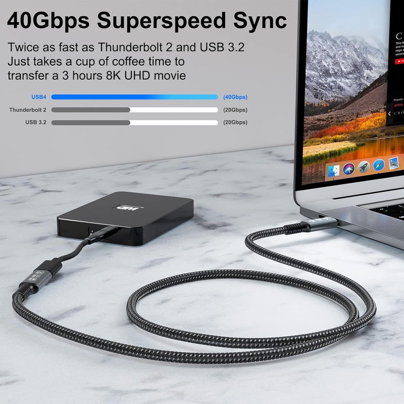 NÖRDIC USB 4 forlængerkabel 50cm 40Gbps 240W 8K60Hz