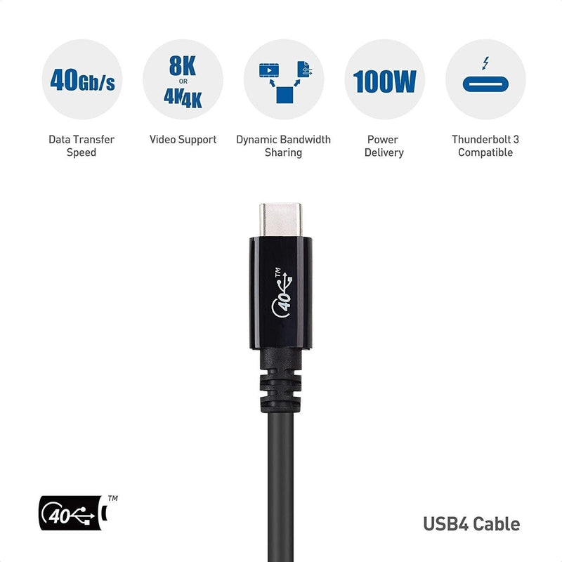 NÖRDIC USB4-kabel 1,5 m 40 Gbps data 8K video PD 100W kompatibel med Thunderbolt 3