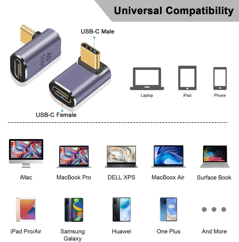 NÖRDIC USB4 vinklet adapter han til hun 40G 8K60Hz PD240W