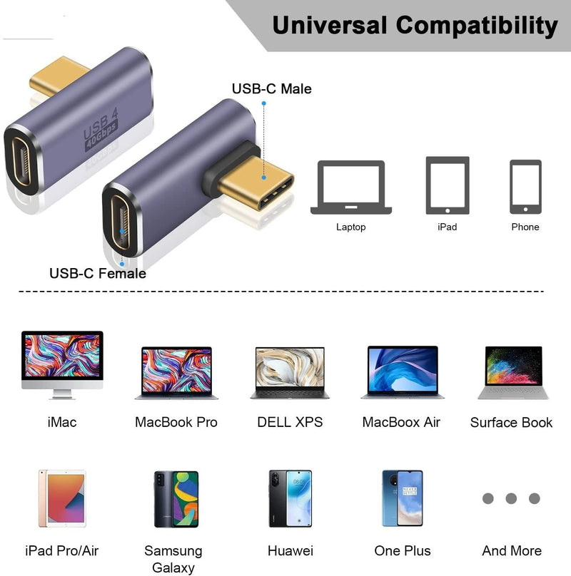 NÖRDIC USB4 vinklet adapter han til hun 40G 8K60Hz PD100W