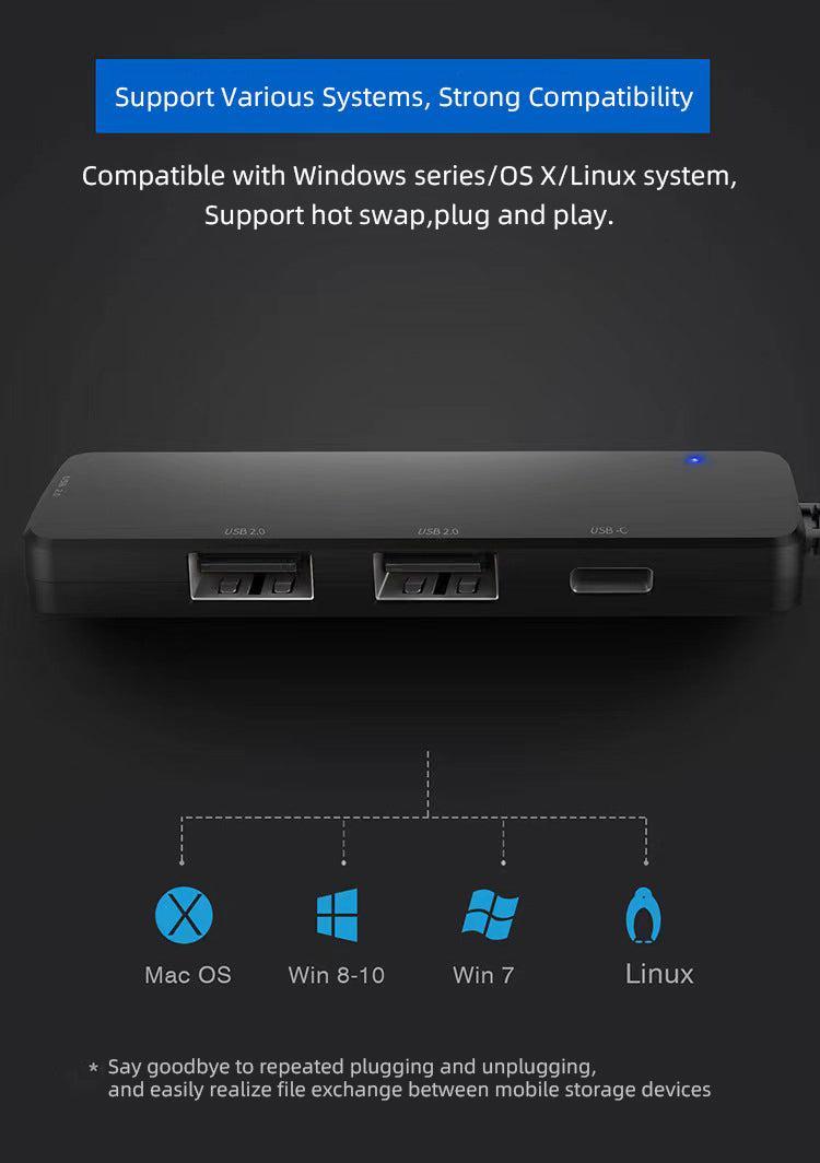 NÖRDIC USB-A 2.0 Hub 4 porte 3xUSB-A 480Mbps 1xUSB-C 480Mbps