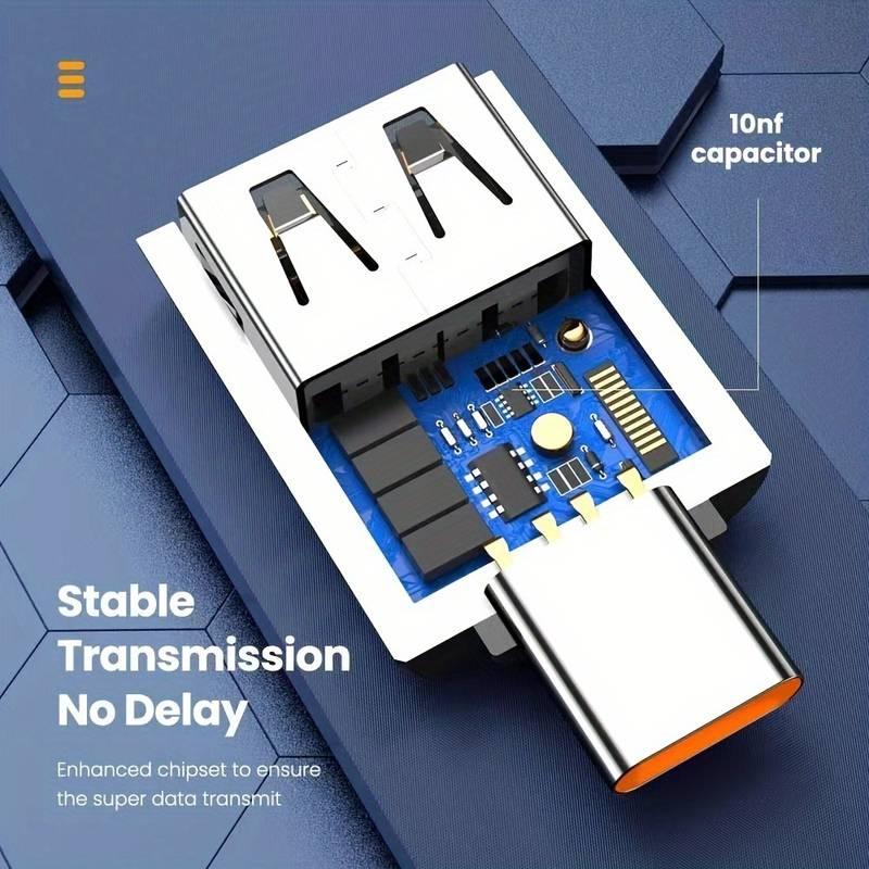 NÖRDIC USB-A 3.1 OTG hun til USB C hanadapter, USB-C adapter til synkronisering og opladning, aluminium orange