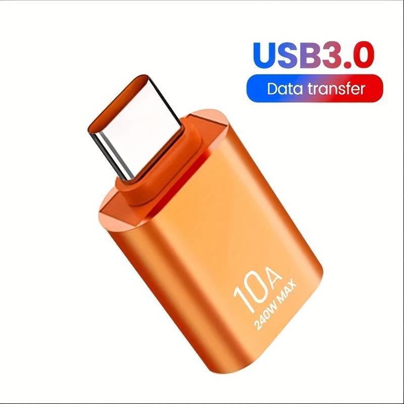 NÖRDIC USB-A 3.1 OTG hun til USB C hanadapter, USB-C adapter til synkronisering og opladning, aluminium orange