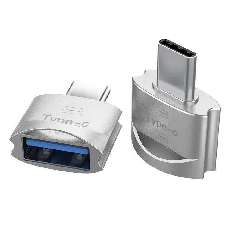 NÖRDIC USB-A 3.1 OTG hun til USB C han adapter 5 Gbps Aluminium sølv synkronisering og opladning OTG USB-C adapter