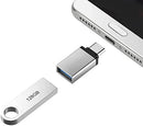 NÖRDIC USB-A 3.1 OTG hun til USB C han adapter aluminium sølv OTG USB-C adapter synkronisering og opladning