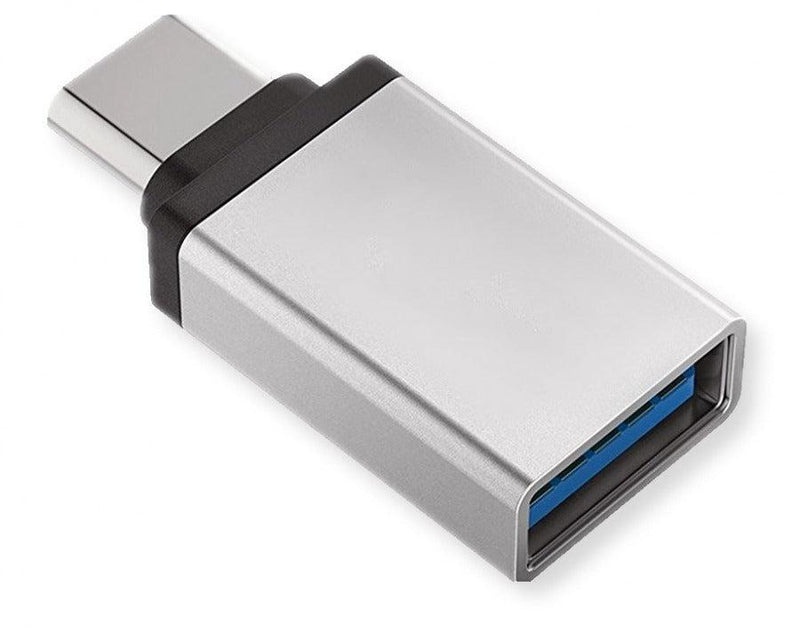 NÖRDIC USB-A 3.1 OTG hun til USB C han adapter aluminium sølv OTG USB-C adapter synkronisering og opladning