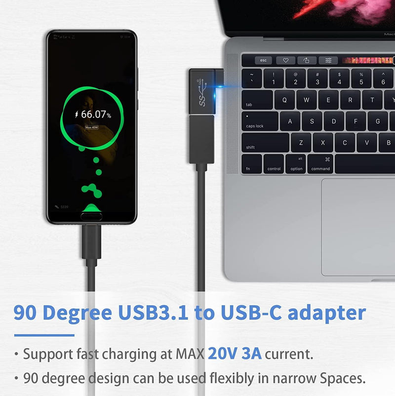 NÖRDIC USB-A 3.1 OTG hun til USB C han vinklet adapter 5 Gbps Aluminium synkronisering og opladning OTG USB-C adapter