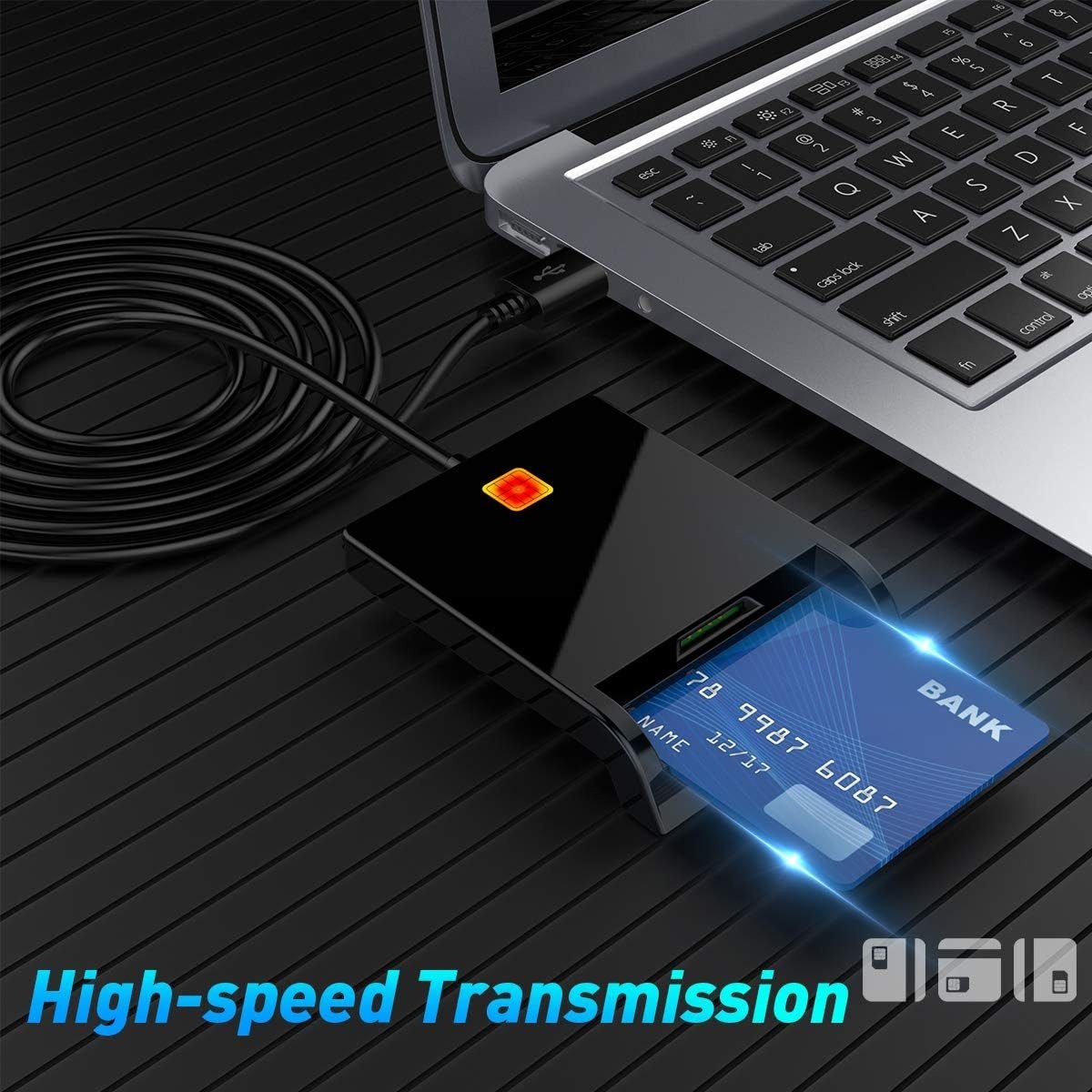 NÖRDIC USB-A Smart- og SIM-kortlæser ISO7816 ID-kort EMV Kreditkort
