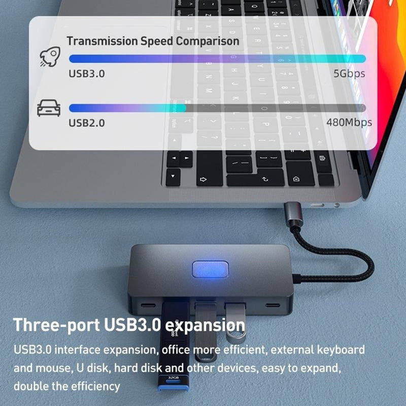 NÖRDIC USB-C 1 til 7 dockingstation 2xHDMI 4K30Hz, 3xUSB-A 3.1 5Gbps, 1xUSB-C 2.0 1xUSB-C PD100W