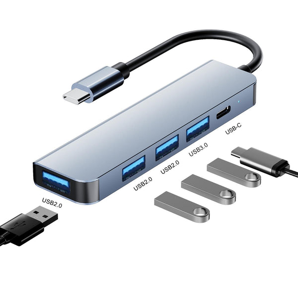 NÖRDIC USB-C 5-ports Hub 3xUSB-A 2.0, 1xUSB-A 3.1 og 1xUSB-C DP100W