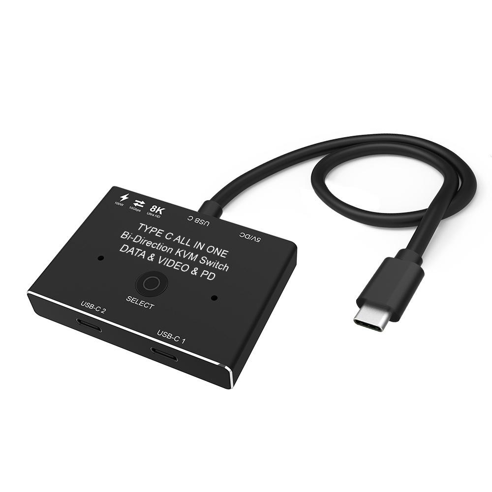 NÖRDIC USB-C 2 til 1 switch & 1 til 2 splitter, 8K/60Hz 4K/144Hz 100WPD 10Gbps Data+Video+PD