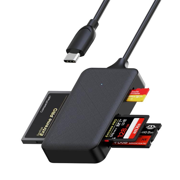 NÖRDIC USB-C kortlæser 4 slot CF, SD, MicroSD, MS UHS-I