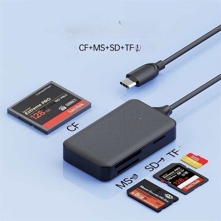 NÖRDIC USB-C kortlæser 4 slot CF, SD, MicroSD, MS UHS-I