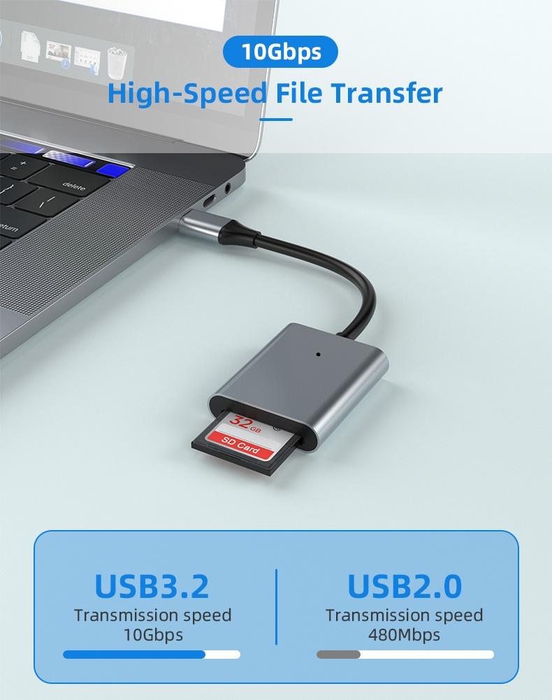 NÖRDIC USB-C 3.2 10 Gbps kortlæser SD Express 7.1 UHS-I NVME PCI-e 3.1