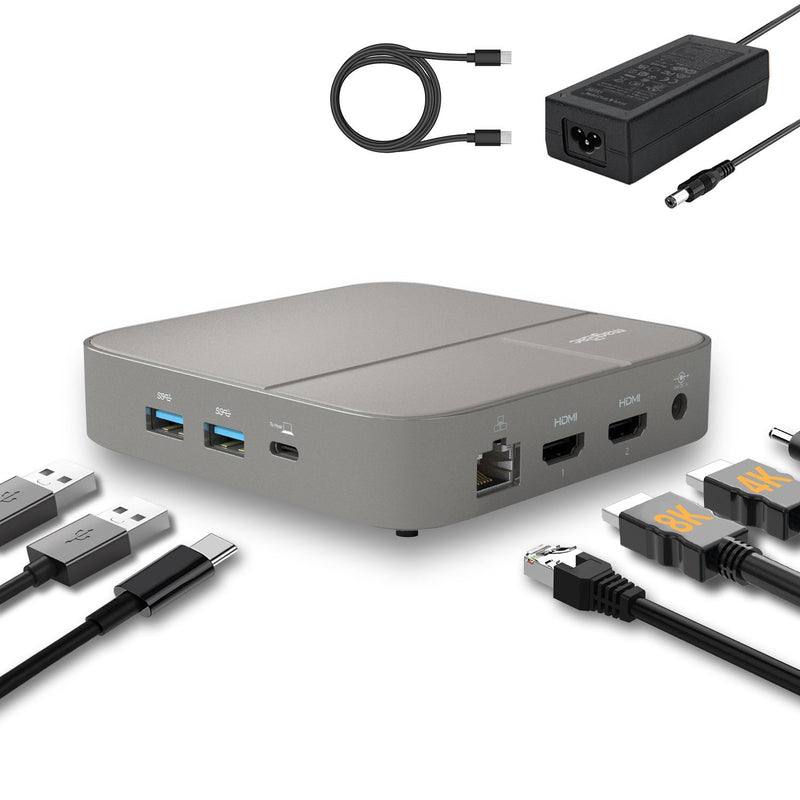 NÖRDIC USB-C dockningsstation 1 til 10 1x8K30Hz HDMI 1x4K60Hz HDMI 1xUSBC PD 100W 1xUSB-C 5Gbps 3xUSB-A 5Gbps 1xSD 1xMicroSD 1x3,5mm lyd