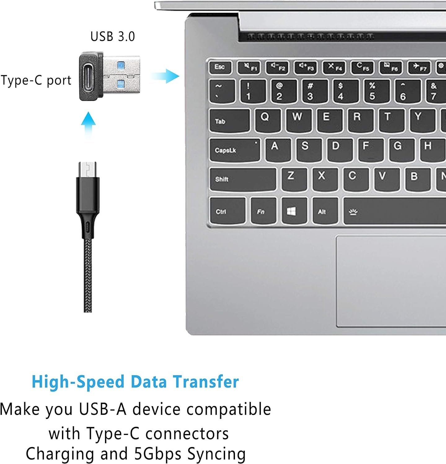 NÖRDIC USB-C hun til USB-A han vinklet adapter 90 grader