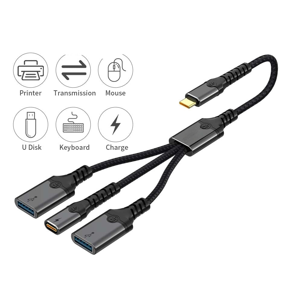 NÖRDIC USB-C Hub til 1xUSB-C PD60W 2xUSB-A