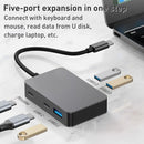 NÖRDIC 5 ports USB-C hub 3xUSB-A 3.1 5Gbps 1xUSB-C 480Mbps 1xUSB-C PD 90W