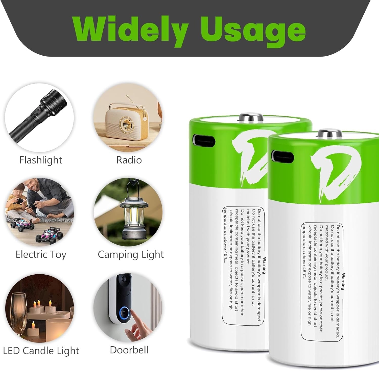 NÖRDIC USB-C Uppladdningsbara batterier 2-pack D/LR20