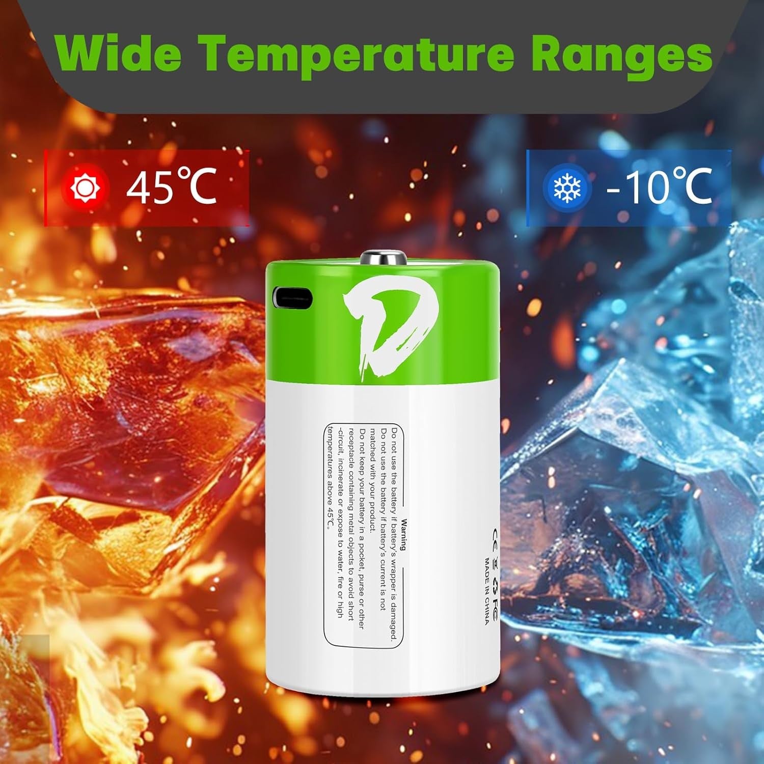 NÖRDIC USB-C Uppladdningsbara batterier 2-pack D/LR20