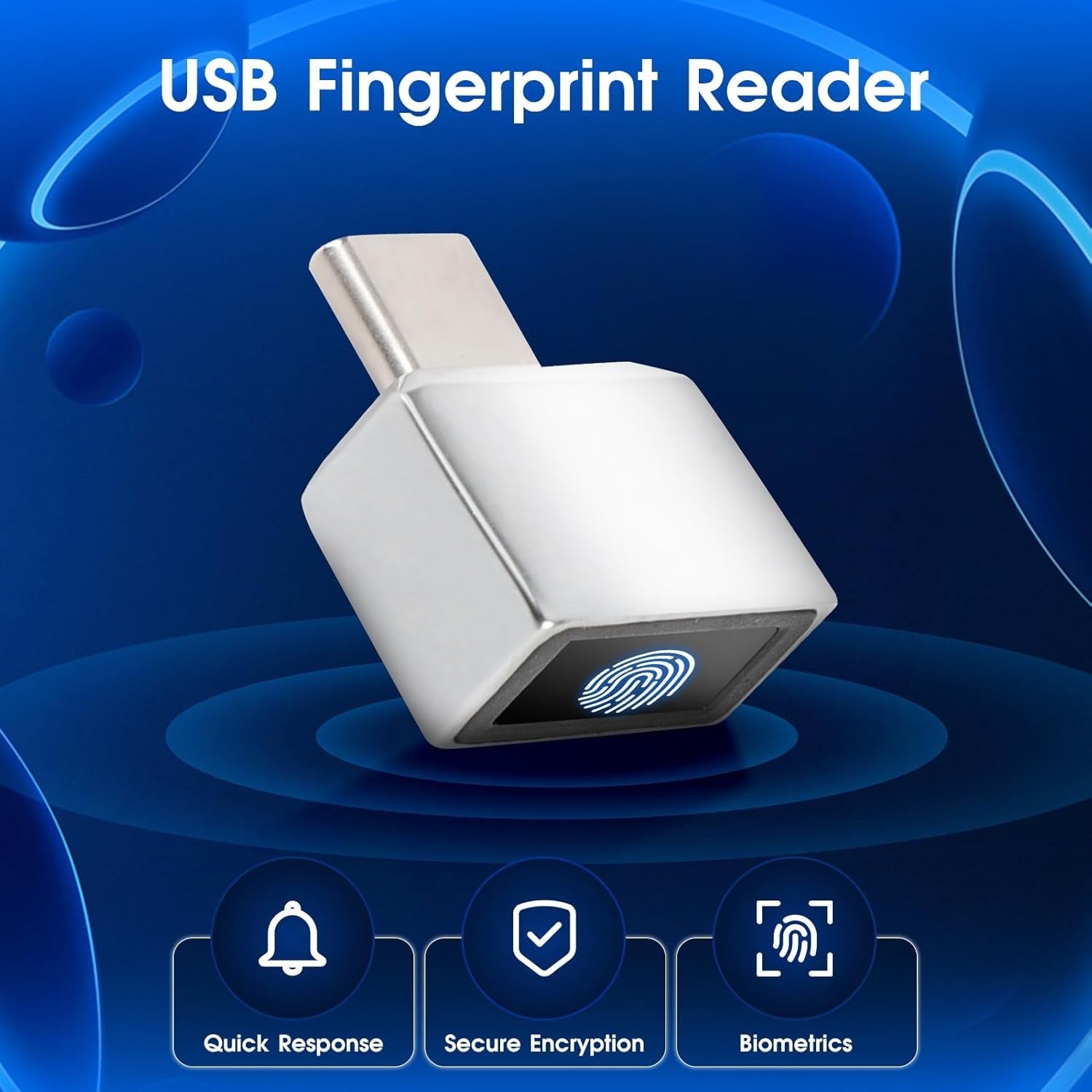 NÖRDIC USB-C Windows Hello Fingeraftrykslæser til Windows 11/10, Sikkerhedsenhed til login på PC og bærbare computere, Hurtigt og sikkert lås