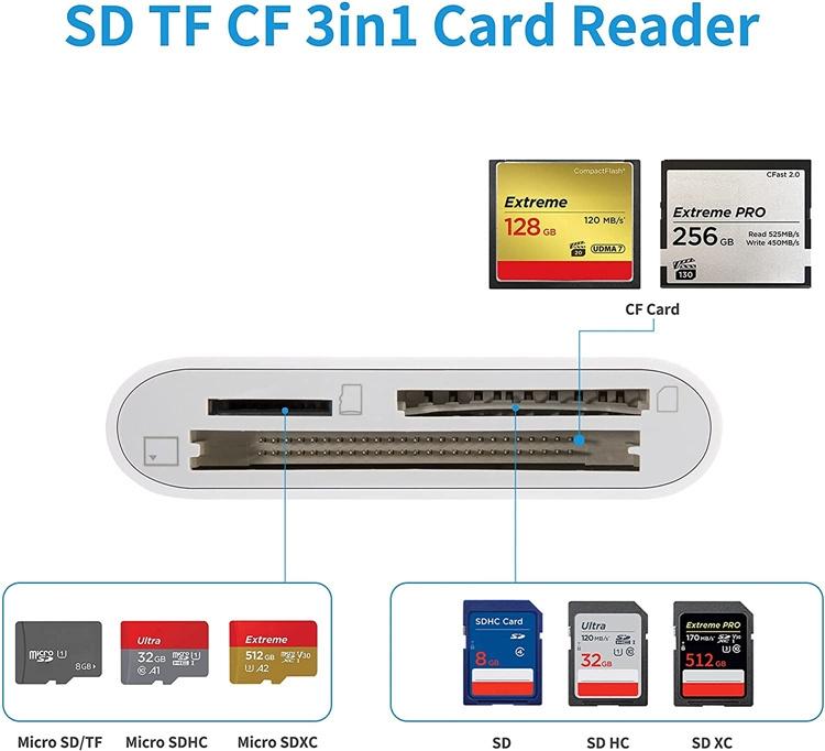 NÖRDIC USB-C kortlæser 3 slot CF, SD, MicroSD UHS-I